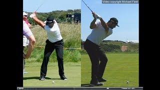 Jon Rahm golf swing  Long Iron faceon amp downtheline July 2017 [upl. by Erimahs]