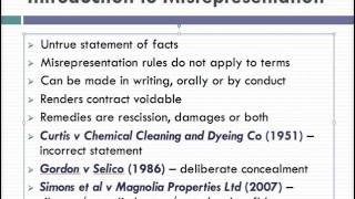 Misrepresentation Lecture 1 of 4 [upl. by Otte]